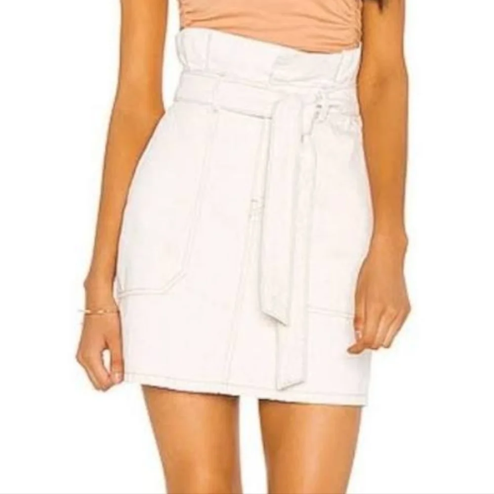 Free People High Rise Denim Skirt In Ecru Size 4 - Picture 1 of 5